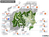 2019年02月07日の関東・甲信地方の実況天気