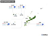 2019年02月11日の沖縄地方の実況天気