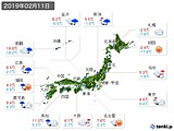 2019年02月11日の実況天気