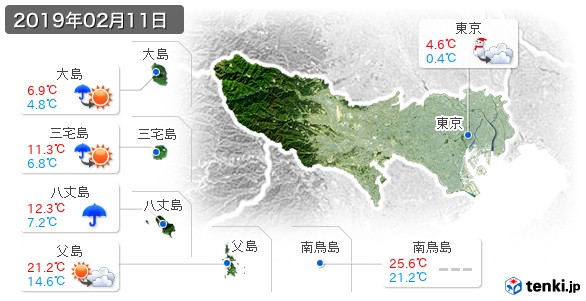 東京都(2019年02月11日の天気