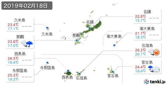 沖縄県(2019年02月18日の天気