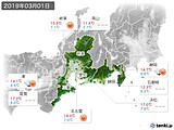 2019年03月01日の東海地方の実況天気