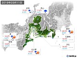 2019年03月11日の東海地方の実況天気