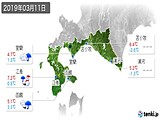 2019年03月11日の道南の実況天気