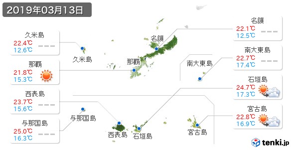 沖縄県(2019年03月13日の天気