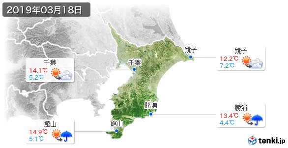 千葉県(2019年03月18日の天気