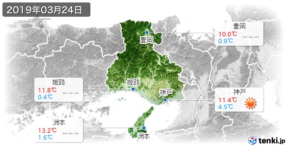 兵庫県(2019年03月24日の天気