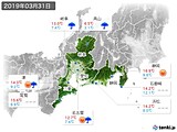 2019年03月31日の東海地方の実況天気