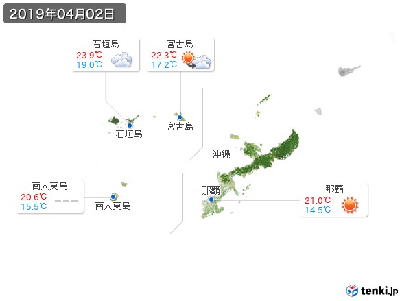 沖縄地方(2019年04月02日の天気