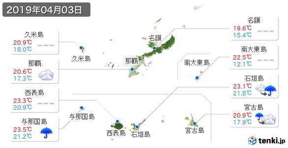 沖縄県(2019年04月03日の天気