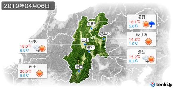長野県(2019年04月06日の天気