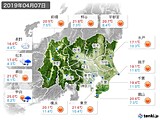 2019年04月07日の関東・甲信地方の実況天気