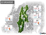 2019年04月09日の長野県の実況天気
