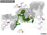 2019年04月15日の東海地方の実況天気