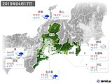 2019年04月17日の東海地方の実況天気
