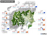 2019年05月15日の関東・甲信地方の実況天気