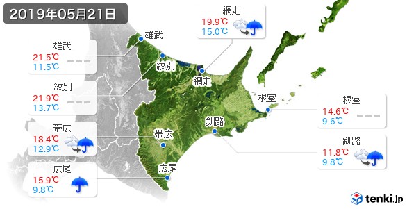 道東(2019年05月21日の天気