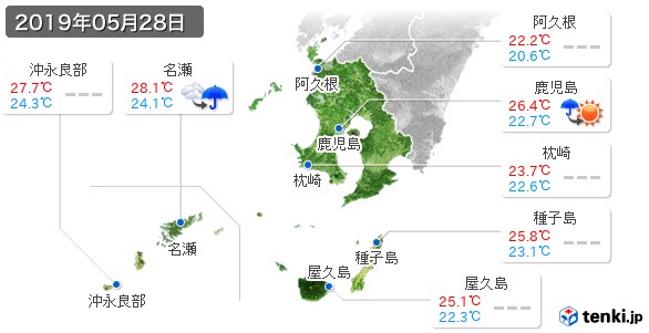 鹿児島県(2019年05月28日の天気