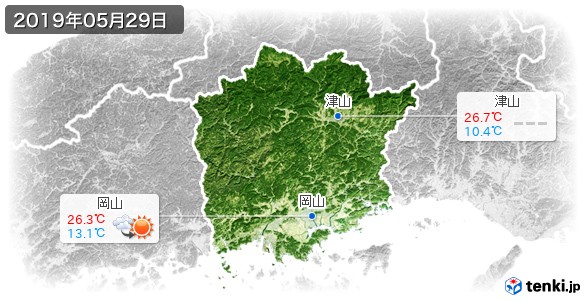 岡山県(2019年05月29日の天気
