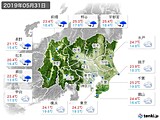 2019年05月31日の関東・甲信地方の実況天気