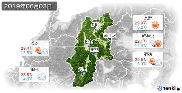 長野県(2019年06月03日の天気