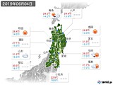 2019年06月04日の東北地方の実況天気