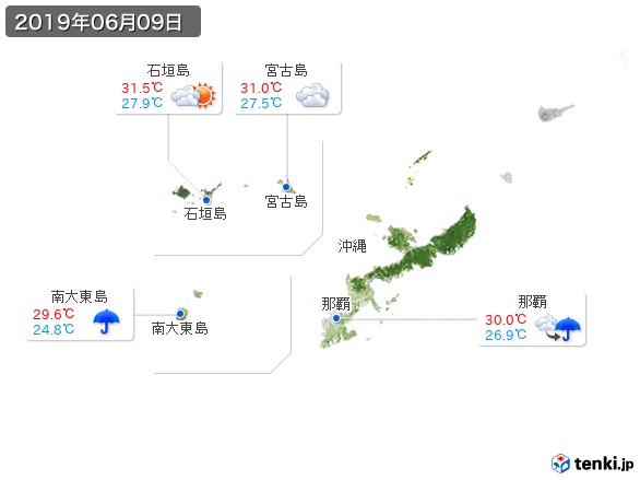 沖縄地方(2019年06月09日の天気