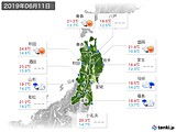 2019年06月11日の東北地方の実況天気