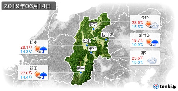 長野県(2019年06月14日の天気