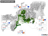 2019年06月16日の東海地方の実況天気