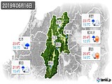 2019年06月16日の長野県の実況天気