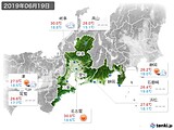 2019年06月19日の東海地方の実況天気