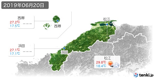 島根県(2019年06月20日の天気