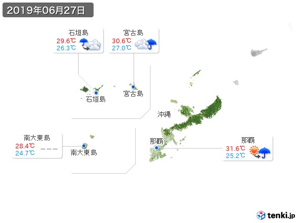 沖縄地方(2019年06月27日の天気