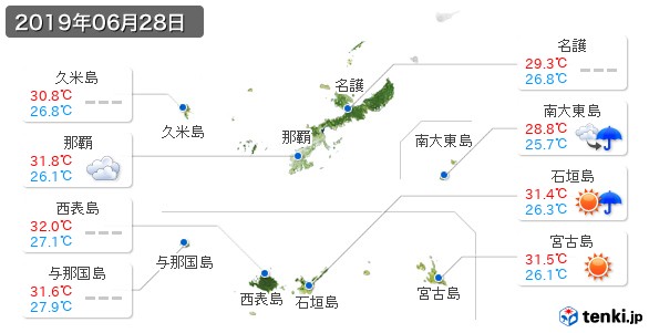 沖縄県(2019年06月28日の天気