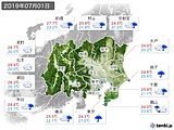 2019年07月01日の関東・甲信地方の実況天気