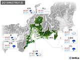 2019年07月01日の東海地方の実況天気