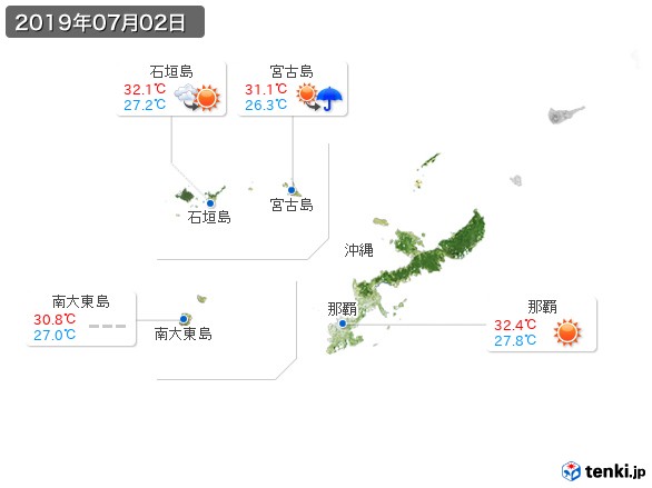 沖縄地方(2019年07月02日の天気