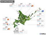 2019年07月09日の北海道地方の実況天気