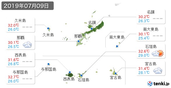 沖縄県(2019年07月09日の天気