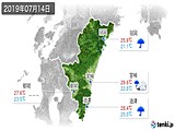 2019年07月14日の宮崎県の実況天気