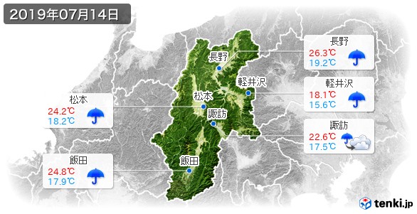 長野県(2019年07月14日の天気