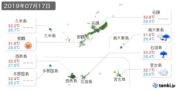 沖縄県(2019年07月17日の天気