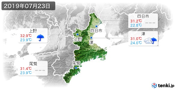 三重県(2019年07月23日の天気