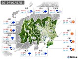 2019年07月27日の関東・甲信地方の実況天気
