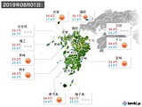 2019年08月01日の九州地方の実況天気