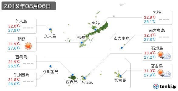 沖縄県(2019年08月06日の天気