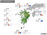 2019年08月07日の九州地方の実況天気