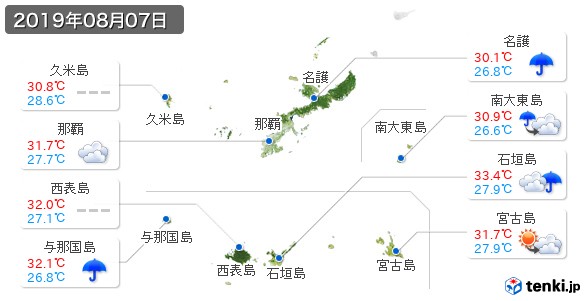 沖縄県(2019年08月07日の天気