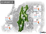 2019年08月11日の長野県の実況天気